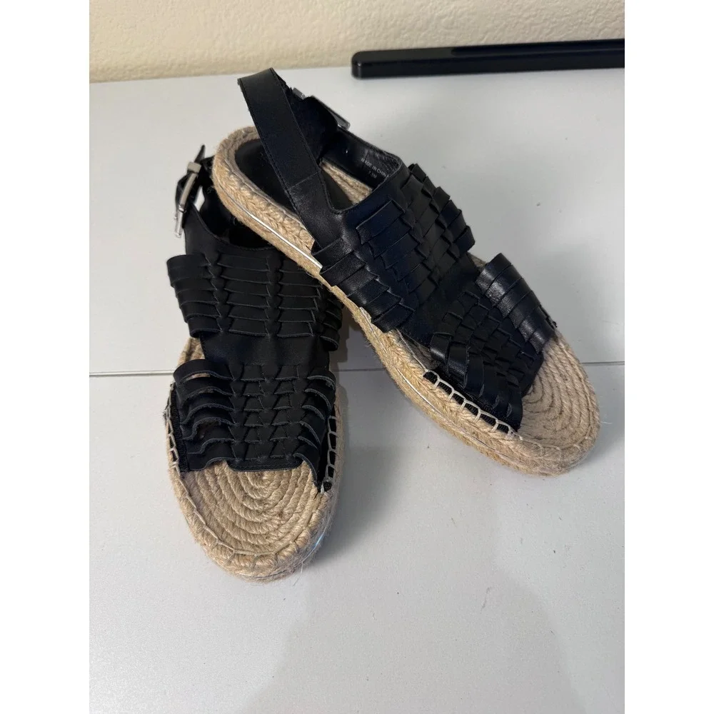 Rebecca Minkoff Espadrille Platform Sandals Women‎ 7.5 Leather Woven Minimalist
